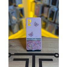 Avcı Teknoloji Market Redmi Note 10 5g Uyumlu Kelebek Figürlü Simli Parlak Telefon Kılıfı