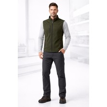 Önlemiş Önlem Iş | Erkek Softshell Yelek – Koyu Haki Suya Dayanıklı Fermuarlı Cepli Outdoor & Iş Yeleği
