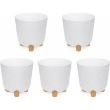 Omnipazar ELF-452 Derin Nostalji Ayaklı Saksı Takımı 9 Lt Beyaz 5 Adet