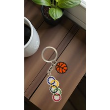 Seard Miyuki Boncuk El Yapımı Olimpiyat Bayrağı ve Basketbol Topu Anahtarlık/çanta Süsü