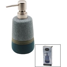 E-Bulurum Okyanus Mavi - Gri - Kahve - Mat Desen Seramik Sıvı Sabunluk (5067)