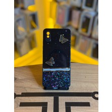 Avcı Teknoloji Market Redmi 9A Uyumlu Kelebek Figürlü Simli Parlak Telefon Kılıfı