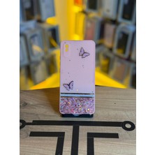 Avcı Teknoloji Market Redmi 9A Uyumlu Kelebek Figürlü Simli Parlak Telefon Kılıfı