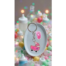 Seard Miyuki Boncuk El Yapımı Pembe Bebek Arabası ve Bebek Ayağı Anahtarlık/çanta Süsü