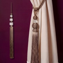 Mefaks Tekstil Akrilik Küplü Kordon Sarım Braçol Set Açık Kahverengi (2 Braçol + 1 Sarkıt)