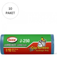 Toyigoo J-250 Jumbo Boy Çöp Torbası 80 x 110 cm 10 Lu Rulo x 10 Paket = 100 Adet (Mavi) TYG-84037RS