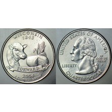 Banknoting Amerika Çeyrek Dolar 2004 P Eyaletler-Wısconsın. Çilaltı.