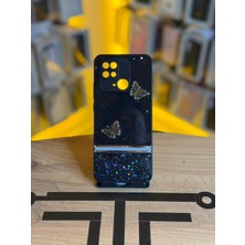 Avcı Teknoloji Market Redmi 10C Uyumlu Kelebek Figürlü Simli Parlak Telefon Kılıfı