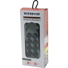 Flamex Termal Akım - Kısa Devre Korumalı 8li Priz 2+2 Usb-Type-C - 2 Metre Anahtarlı Uzatma Kablo 16A - 4