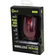 E-Bulurum Bordo Kablosuz Mouse 2.4g 8-10M Distance Wireless - Kablosuz 1600DPI Oyun Fare Bwm-5 (5067)