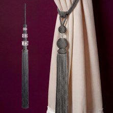 Mefaks Tekstil Akrilik Küplü Kordon Sarım Braçol Set Antrasit (2 Braçol + 1 Sarkıt)
