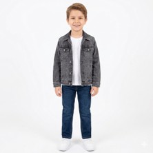 Cubbux Çocuk   Kot Mont - Düğmeli Denim Ceket Pamuklu