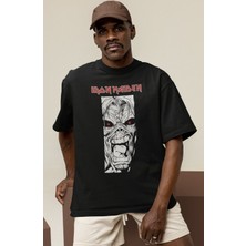 Sevbano Tasarım Iron Maiden Rock Metal Müzik Grubu Baskılı Unisex Oversize Tişört