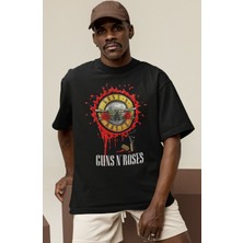 Sevbano Tasarım Guns 'n Roses Rock Metal Müzik Grubu Baskılı Unisex Oversize Tişört