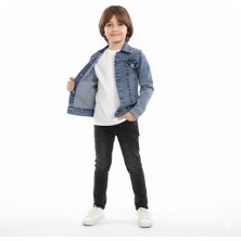 Cubbux Çocuk   Kot Mont - Düğmeli Denim Ceket Pamuklu