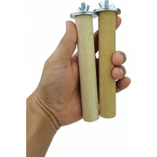 Vixpet Venty Papağan İçin Doğal Ahşap Tünek & Pedikür Kumlu Tünek Seti – Sağlık ve Rahat Tutunma | Uzunluk: 15 cm | Çap: 25 mm