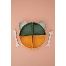 Sb Shopping Tabldot Tabağı Çıkarılabilir Kaseli -Tepsili 4 Bölmeli Çatal Kaşıklı Ayıcık Beslenme Kabı