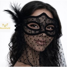 MegaSepet Mey Ithalat® Siyah Dantel Tüllü Peçeli Parti Maskesi