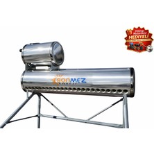 Sönmez Solar Krom 24X Vakum Tüplü Güneş Enerjisi Depoları Açık Devre Doğal Akışlı 160 Litre