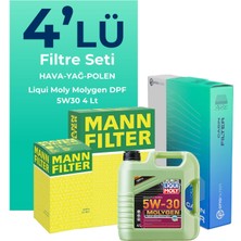 Mann Filter Mann Citroen C4 1.6 Bluehdi Dizel Filtre Bakım Seti Liqui Moly Motor Yağlı (2015-2018) 4 Lü