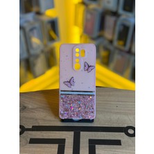 Avcı Teknoloji Market Redmi Note 8 Pro Uyumlu Kelebek Figürlü Simli Parlak Telefon Kılıfı