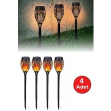 Nemere 4 Lü Güneş Enerjili Alev Efektli LED Meşale Seti | Solar Bahçe ve Dış Mekan Aydınlatması
