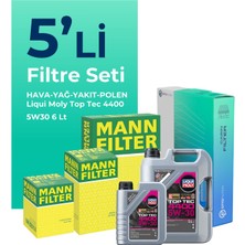 Mann Filter Renault Trafic 1.6 Dizel Filtre Bakım Seti Liqui Moly Motor Yağlı (2014-2019) 5 Li