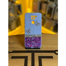 Avcı Teknoloji Market Redmi Note 9 Uyumlu Kelebek Figürlü Simli Parlak Telefon Kılıfı