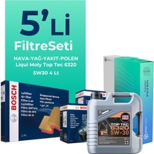 Bosch Peugeot Partner 1.5 Dizel Filtre Bakım Seti Liqui Moly Motor Yağlı (2019-2024) 5 Li