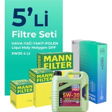 Mann Filter Mann Citroen C4 1.6 Dizel Filtre Bakım Seti Liqui Moly Motor Yağlı (2004-2011) 5 Li