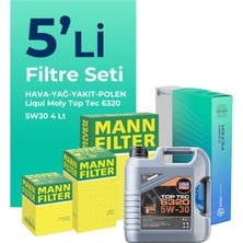Mann Filter Peugeot 508 1.5 Dizel Filtre Bakım Seti Liqui Moly Motor Yağlı (2019-2024) 5 Li