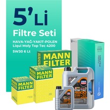 Mann Filter Mann Audi A7 3.0 Dizel Quatro 272 Hp Filtre Bakım Seti Liqui Moly Motor Yağlı (2014-2018) 5 Li