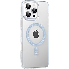  Apple iPhone 16 Pro Max Move Taşlı Magsafe Kapak - Mavi Nemere