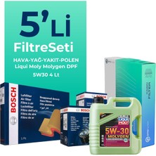 Bosch Toyota Yaris 1.4 Dizel Filtre Bakım Seti Liqui Moly Motor Yağlı (2009-2012) 5 Li