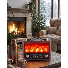Kaia Life Taşınabilir Şömine Efektli Bluetooth Hoparlör Fm Radyo LED Işıklı Müzik Çalar