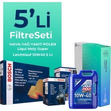 Bosch Kia Rio 1.5 Dizel Filtre Bakım Seti Liqui Moly Motor Yağlı (2007-2011) 5 Li