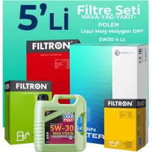 Filtron Citroen C5 1.6 Dizel Filtre Bakım Seti Liqui Moly Motor Yağlı (2004-2008) 5 Li