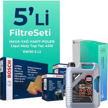 Bosch Peugeot 208 1.6 Bluehdi Dizel Filtre Bakım Seti Liqui Moly Motor Yağlı (2016-2019) 5 Li