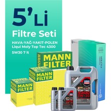 Mann Filter Nissan Navara 2.5 Dizel Filtre Bakım Seti Liqui Moly Motor Yağlı (2006-2015) 5 Li