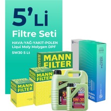 Mann Filter Mann Opel Vectra 1.9 Dizel Filtre Bakım Seti Liqui Moly Motor Yağlı (2005-2009) 5 Li