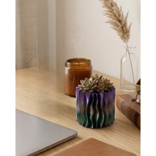 Getittir Modern Dalgalı Yüzey Tasarımlı Mor 3D Dekoratif Saksı Vazo - Lisinya