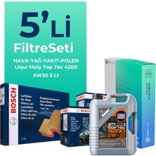 Bosch Seat Toledo 1.6 Dizel Filtre Bakım Seti Liqui Moly Motor Yağlı (2012-2016) 5 Li