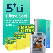 Mann Filter Mann Audi A6 2.0 Dizel Quatro 190 Hp Filtre Bakım Seti Liqui Moly Motor Yağlı (2015-2018) 5 Li