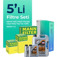 Mann Filter Mann Bmw 7.30 Dizel Xdrive Filtre Bakım Seti Liqui Moly Motor Yağlı (2012-2015) 5 Li