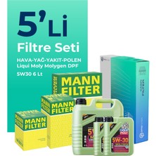 Mann Filter Mann Ford Connect 1.8 Dizel Filtre Bakım Seti Liqui Moly Motor Yağlı (2002-2013) 5 Li