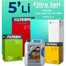 Filtron Volkswagen Polo 1.6 Dizel Filtre Bakım Seti Liqui Moly Motor Yağlı (2018-2021) 5 Li