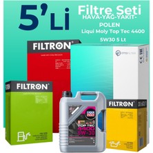 Filtron Renault Clio 1.5 Dizel Filtre Bakım Seti Liqui Moly Motor Yağlı (2013-2019) 5 Li