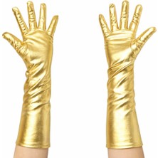 Kaia Life Altın Renk Dirsek Altı Lüks Saten Eldiven 40 cm