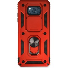  Xiaomi Pocophone X3 Kılıf Pars Lens Yüzüklü Silikon - Kırmızı Nemere