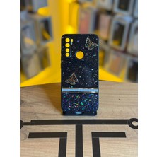Avcı Teknoloji Market Redmi Note 8 Uyumlu Kelebek Figürlü Simli Parlak Telefon Kılıfı